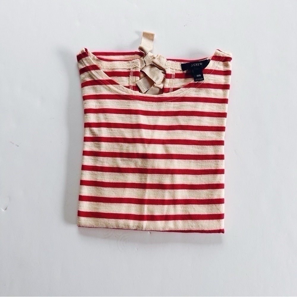 J.Crew Women’s Red Stripe Back Bows Long Sleeve Tee Top XXS - Picture 5 of 7